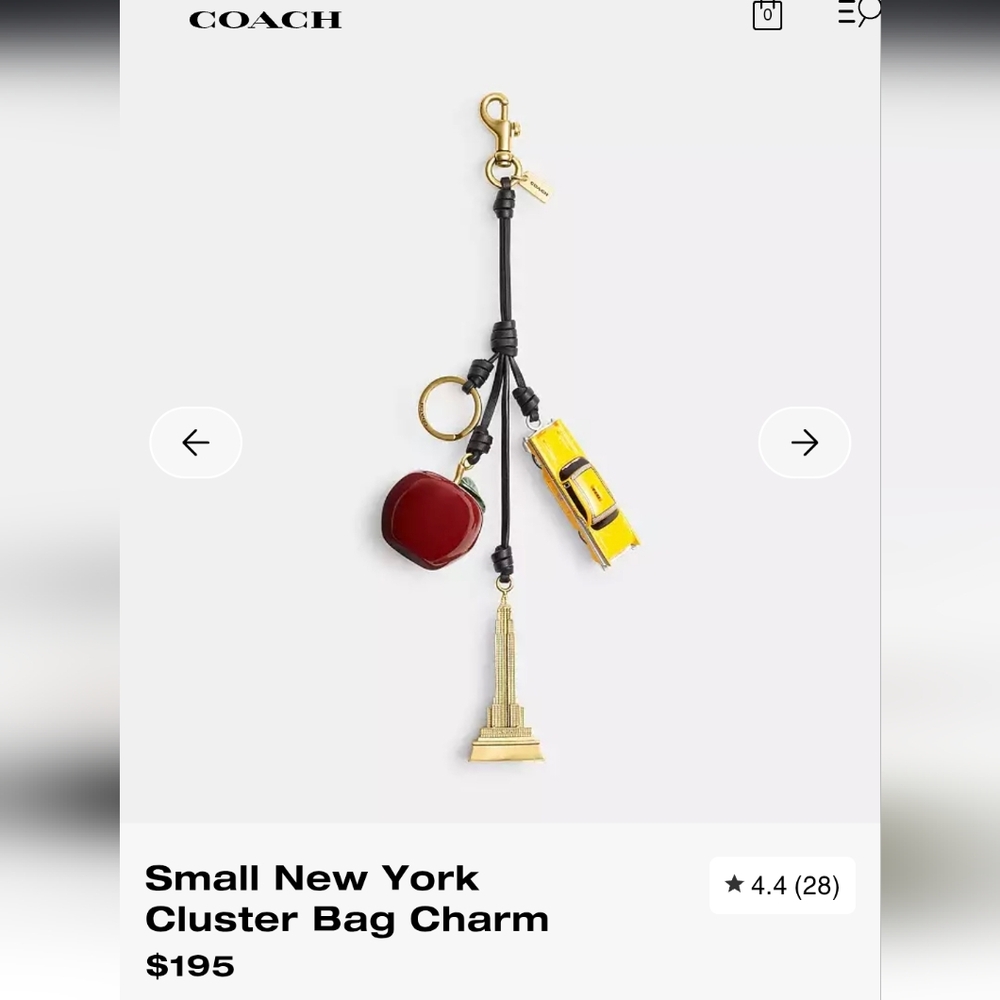 Coach Small New York Cluster Bag Charm CY402 🥨 🚕 🍎 𝐁𝐫𝐚𝐧𝐝 𝐍𝐞𝐰!